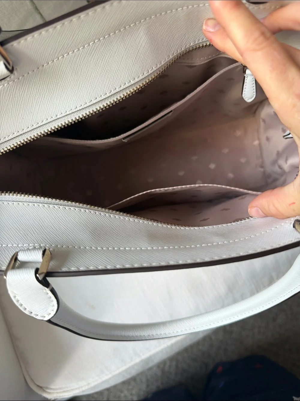 kate spade White Staci Large Satchel with Gold Logo